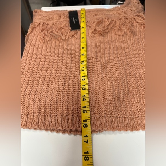NWT Lulus Sew Prepared Dusty Rose Fringe Knit Off Shoulder Sweater Sz S - Picture 10 of 11